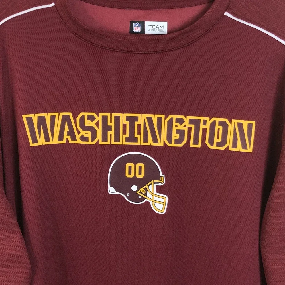 Washington Football Team NFL Long Sleeve Burgandy Dri Fit Shirt Size XL Burgundy
